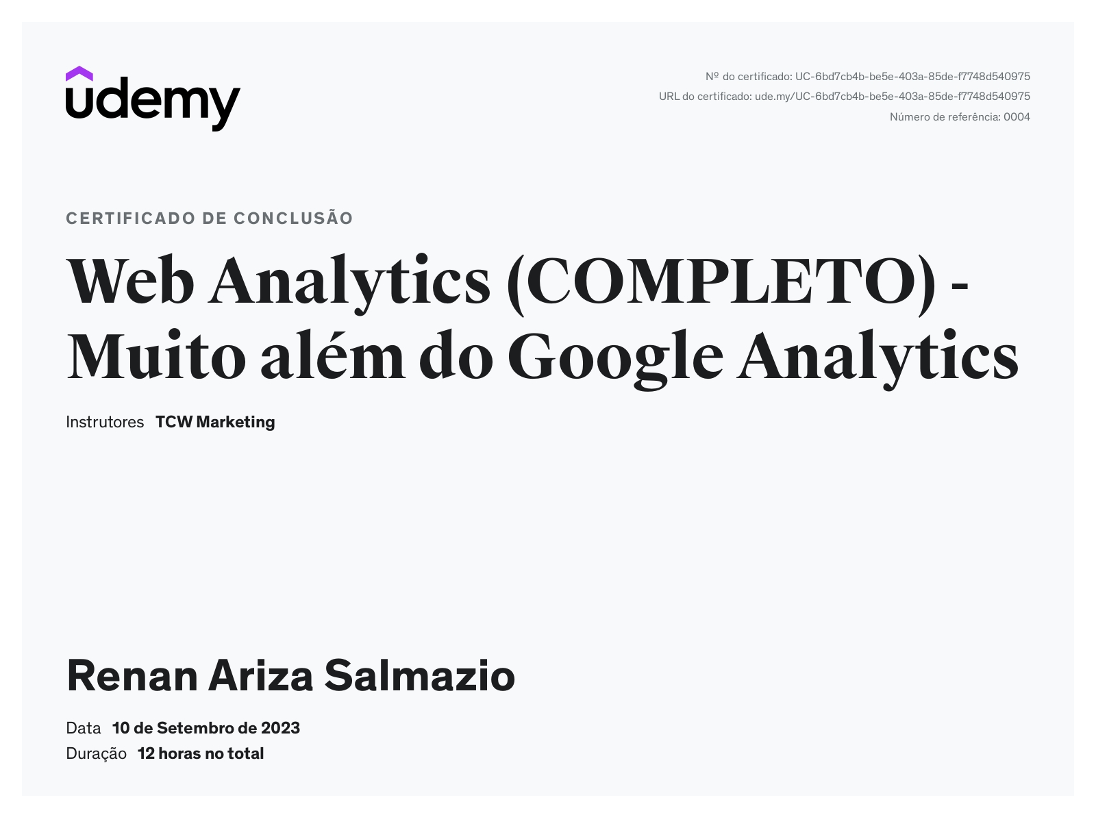 certificado Analytics